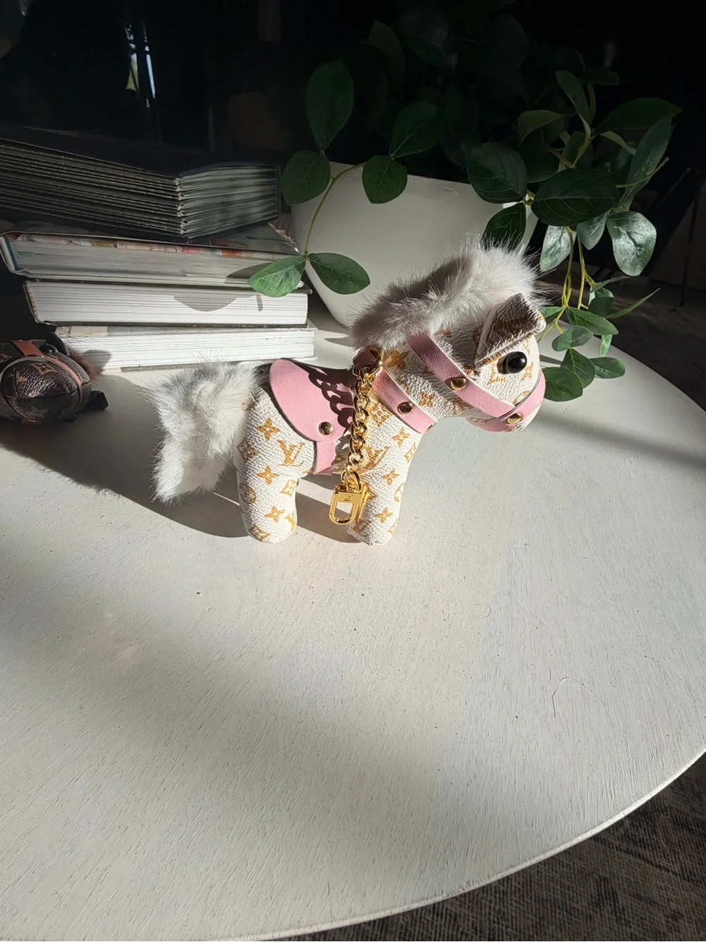 Designer-Inspired Pink & White Pony Pet Charm